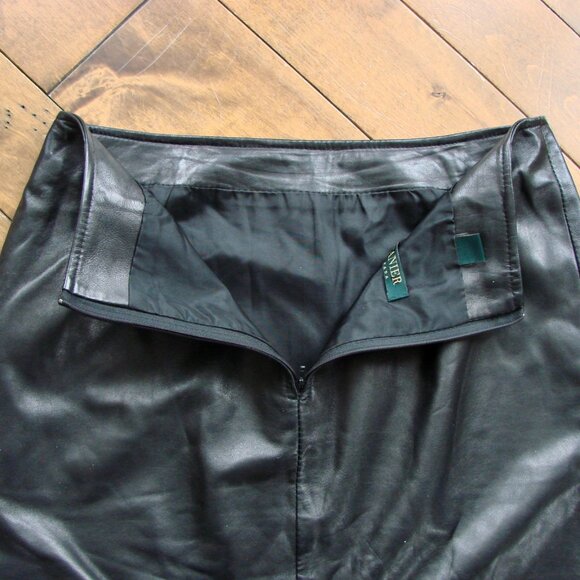 Danier Black Leather Skirt Straight Pencil Office Size 10 - Picture 14 of 15